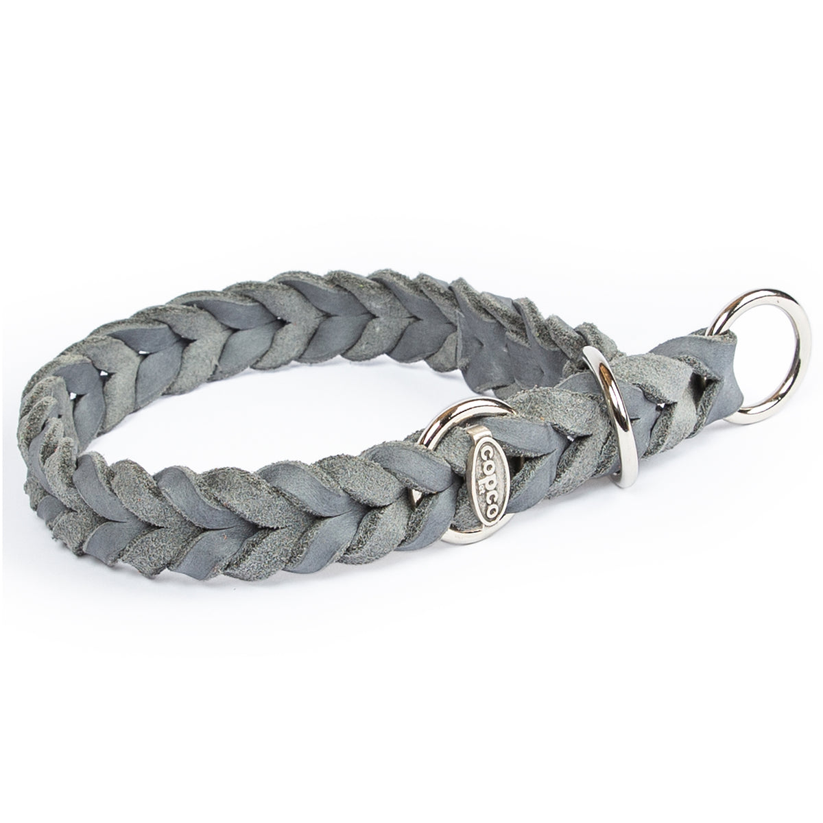 Zugstopp Halsband Hund – Fettlederhalsband geflochten mit Zugbegrenzung, handgefertigt