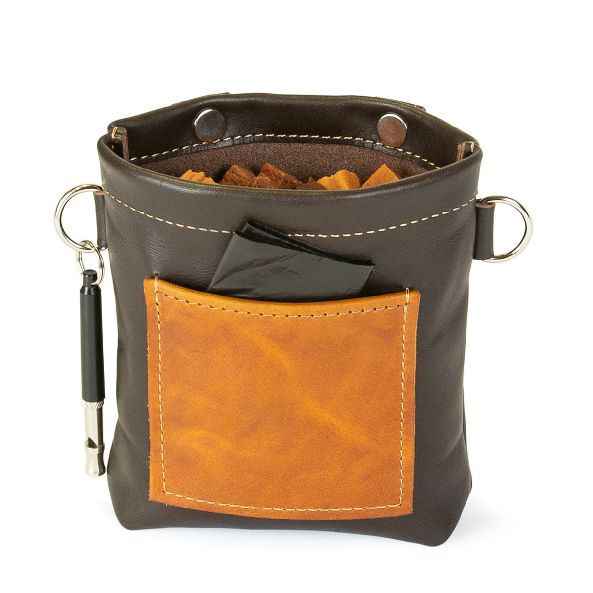 Leckerlitasche Hund aus Leder – Magnetverschluss, Gürtel, D-Ringe & extra Tasche