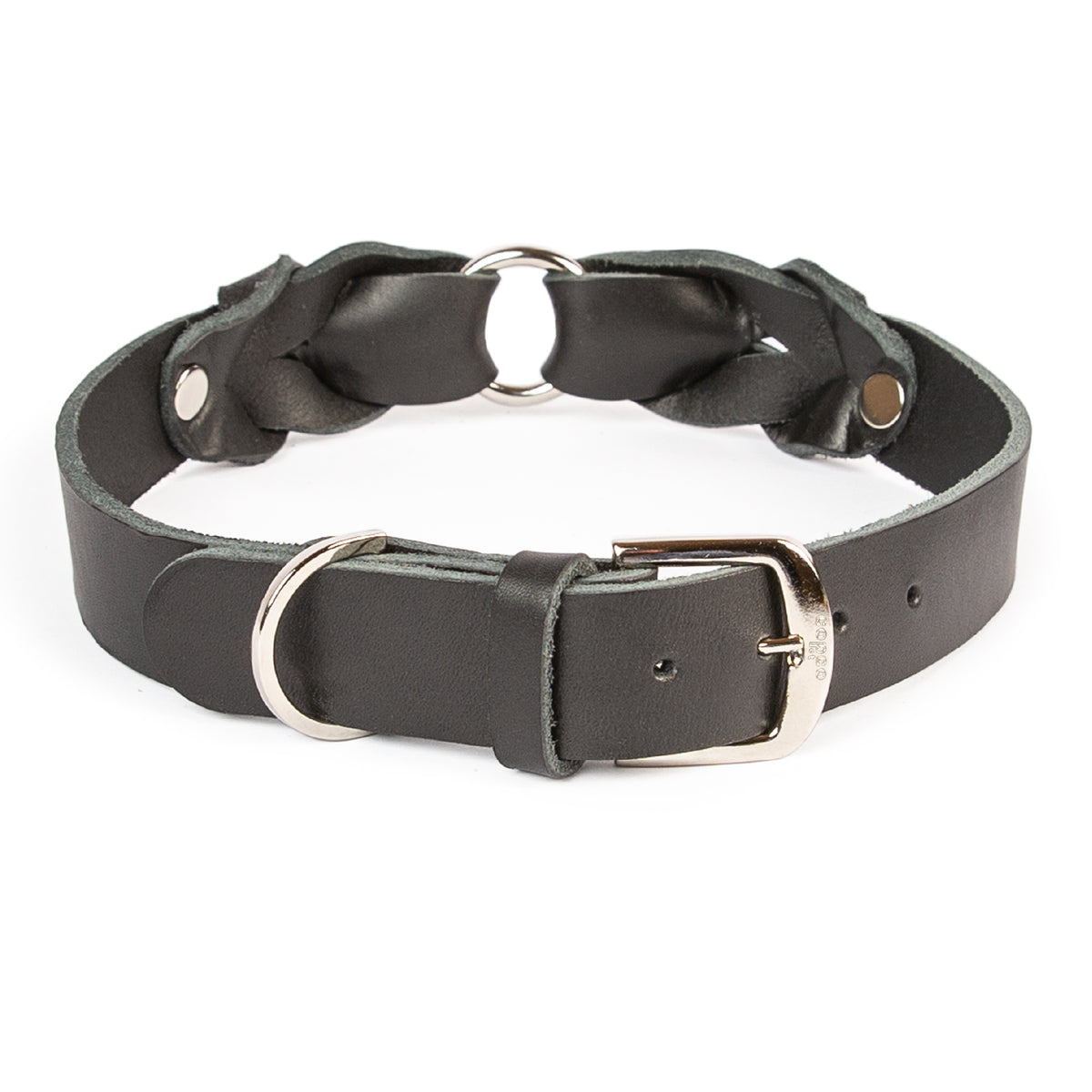 Hundehalsband Heidi – breites Lederhalsband mit Dornschnalle
