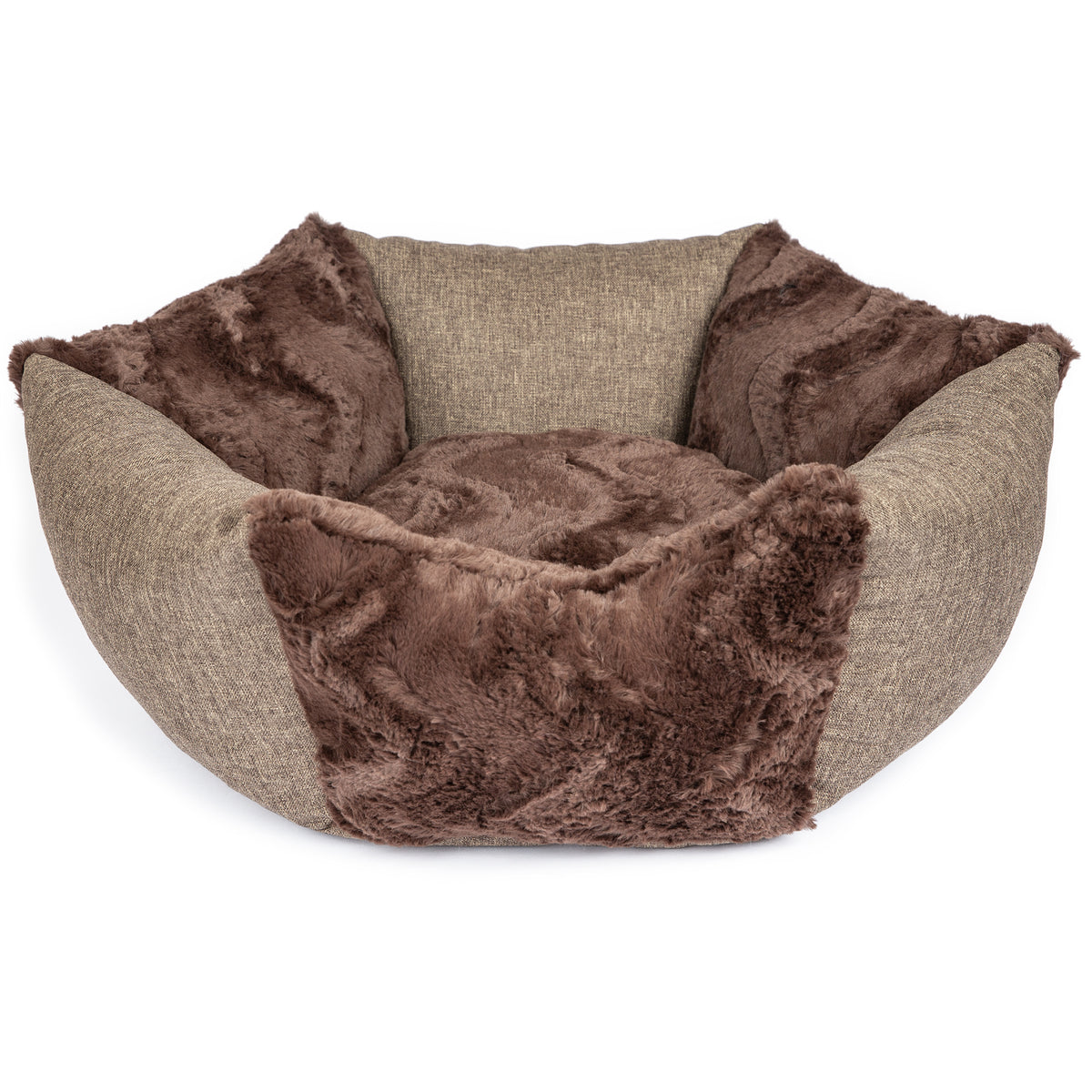 Hundekörbchen Sunny – rundes kuscheliges Hundebett für kleine Hunde aus Mikrofaser, waschbar & rutschfest